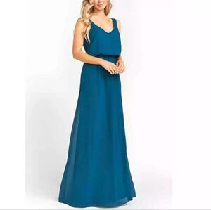 Show Me Your Mumu Kendall Maxi Dress in Deep Jade Chiffon